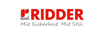 Logo der Marke Ridder mit dem Slogan "Mit Sicherheit Mit Stil".