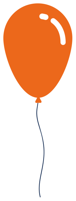Oranger Ballon mit Schnur auf grünem Hintergrund, ideal für Feiern und Feste.