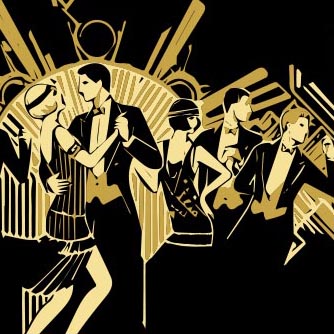 Quadratische Grafik inspiriert von 'Der große Gatsby' mit Art-Déco-Elementen