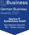 Auszeichnung von Xpertus IT Systemhaus GmbH als bester Digitalisierungsspezialist 2021 bei den German Business Awards von EU Business News.